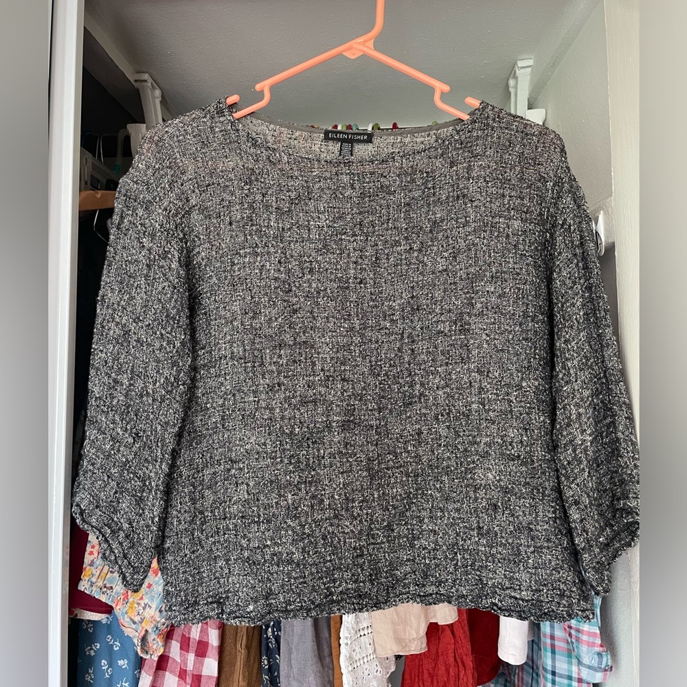 Eileen Fisher 3/4 Sleeve Linen Blend Top